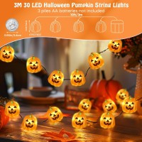 Coquimbo Halloween Decorations Pumpkin Lights 10Ft 30 Led Pumpkin Indoor String Lights Room Decor Battery Operated Fairy Lights