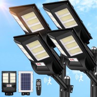 4 Pack Solar Street Lights Outdoor Waterproof 6500K 80000Lm 756 Led Beads Dusk To Dawn Solar Flood Light Solar Street Lights Wid