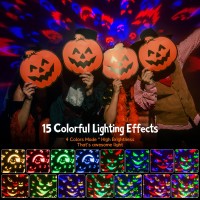 2 In 1 Halloween Projector Indoor Pumpkin Star Projector Night Light For Kids Jack Olantern Faces Starry Theme 15 Color Mo