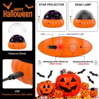 2 In 1 Halloween Projector Indoor Pumpkin Star Projector Night Light For Kids Jack Olantern Faces Starry Theme 15 Color Mo