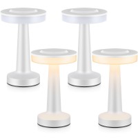 Riakrum 4 Pcs Led Portable Metal Table Lamp With Touch Sensor 3 Color Stepless Dimming Nightstand Desk Lamp Rechargeable Battery