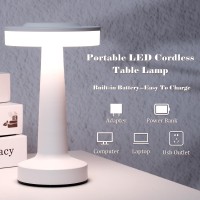 Riakrum 4 Pcs Led Portable Metal Table Lamp With Touch Sensor 3 Color Stepless Dimming Nightstand Desk Lamp Rechargeable Battery