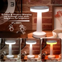 Riakrum 4 Pcs Led Portable Metal Table Lamp With Touch Sensor 3 Color Stepless Dimming Nightstand Desk Lamp Rechargeable Battery