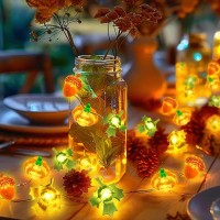 Coquimbo Fall Decorations For Home 10Ft 30 Led Pumpkin Maple Leaf Lights Battery Operated Fairy String Lights Autumn Harvest Ta