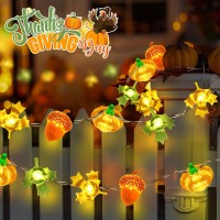 Coquimbo Fall Decorations For Home 10Ft 30 Led Pumpkin Maple Leaf Lights Battery Operated Fairy String Lights Autumn Harvest Ta