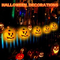 Halloween Decorations Outdoor 4 Sets Solar Pumpkin Pathway Lights For Outside 7 Lighting Modes Ip65 Waterproof For Yard Garden P