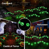 Xgiftkey Solar Spooky Lights For Outdoor Halloween Decorations2Pack 12Led Green Grimace Halloween Path Lightshalloween Decor