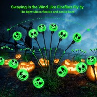 Xgiftkey Solar Spooky Lights For Outdoor Halloween Decorations2Pack 12Led Green Grimace Halloween Path Lightshalloween Decor