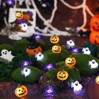 Coquimbo Halloween Decorations Indoor Lights 10Ft 30 Led Pumpkin Bat Ghost Decor Battery Operated String Lights For Indoor Outd