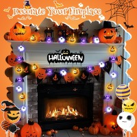 Coquimbo Halloween Decorations Indoor Lights 10Ft 30 Led Pumpkin Bat Ghost Decor Battery Operated String Lights For Indoor Outd