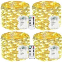 4Pack Fairy Lights Battery Operated With Remote Waterproof 33Ft 100 Led Battery String Lights Outdoor Indoor 8 Modes Twinkle