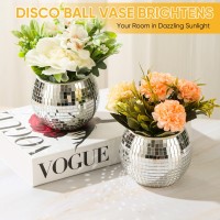 6 Pcs Disco Ball Vase Disco Ball Planter For Centerpieces Disco Ball Decor Flower Vase With Silver Mirror Glass For Wedding Bir