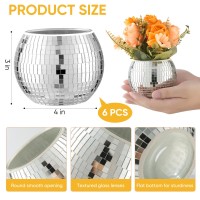 6 Pcs Disco Ball Vase Disco Ball Planter For Centerpieces Disco Ball Decor Flower Vase With Silver Mirror Glass For Wedding Bir