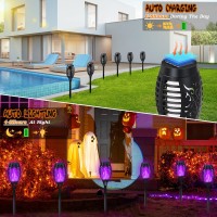 Miusikit 16Pack Solar Powered Halloween Lights Purple Flickering Flame Solar Torch Lights For Halloween Decor Halloween Pathwa