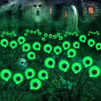 Nbqq Halloween Decorations Outdoor Solar Scary Eyeball Lights 4 Pack Green Eyeball Swaying Firefly Lightswaterproof Solar Hall