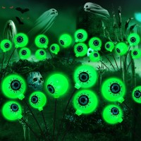 Zfnn Solar Halloween Decorations 4 Pack 24 Led Spooky Eyeball Lights Outdoor Waterproof Solar Green Firefly Lights For Garden