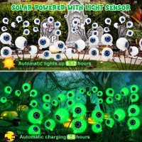 Zfnn Solar Halloween Decorations 4 Pack 24 Led Spooky Eyeball Lights Outdoor Waterproof Solar Green Firefly Lights For Garden