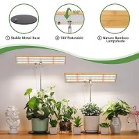 Lordem Grow Lights For Indoor Plants Bamboo Full Spectrum Plant Lights For Indoor Growing Height Adjustable Desk Top Growing L