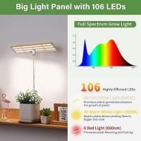 Lordem Grow Lights For Indoor Plants Bamboo Full Spectrum Plant Lights For Indoor Growing Height Adjustable Desk Top Growing L