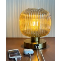 Elenhome Big Touch Table Lamp Elegant Gold Glass Bedside Lamp 3 Way Dimmable With Usb Ca Charging Ports Bedroom Nightstand