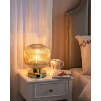 Elenhome Big Touch Table Lamp Elegant Gold Glass Bedside Lamp 3 Way Dimmable With Usb Ca Charging Ports Bedroom Nightstand