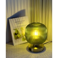 Elenhome Big Touch Table Lamp Elegant Green Glass Bedside Lamp 3 Way Dimmable With Usb Ca Charging Ports Bedroom Nightstand