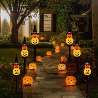 Solar Halloween Pathway Lights 3 Pack Outdoor Halloween Decorations Solar Pumpkin Lights Outside Halloween Decorations Halloween