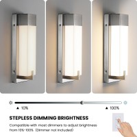 Woshitu Nickel Wall Sconce Light Modern Dimmable Wall Sconces Set Of Two Led 3000K 15W Bathroom Vanity Light With Acrylic Shad