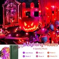 Green Convenience Halloween Lights 33Ft 100 Led Battery String Lights With Motion Sensor Spooky Music Or Battery Powered Orange