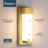 Woshitu Gold Wall Sconce Light Modern Dimmable Wall Sconces Set Of Two Led 3000K 15W Bathroom Vanity Light With Acrylic Shade