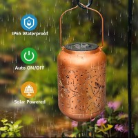 Solar Lanterns Outdoor Hanging Lantern Lights Dragonfly Hollowedout Metal Decor Lantern Waterproof Led Decorative Garden Ligh