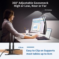 Mojimdo 144 Led Desk Lamp With Clamp 3 Color 10 Brightness Dimmable Reading Lamp With 276 Flexible Gooseneck Eyecaring