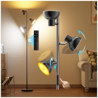 Fulsunt 42W Bright Tree Floor Lamp Dimmable Modern Led Standing Lamp With Remote Individual Control 4 Color Temperatures 3 R