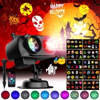 Halloween Projector Lights Christmas Outdoor Decor 10Hd Slides 10 Colors Ocean Wave Holiday Projector Light With Remote Contr