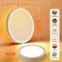 Hlite 75 Inch Flush Mount Led Ceiling Light With Night Light Cri90 15W 1500 Lm 3000K4000K5000K Selectable Flat Round Led