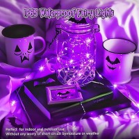 Minetom 12 Pack Purple Fairy Lights Battery Operated With Timer 7Ft 20 Led Waterproof Short Micro Firefly Lights For Halloween