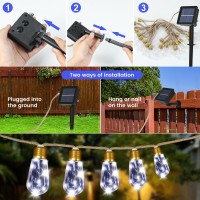 Solar Outdoor String Lights 24Ft Vintage Rope Hemp Solar Lights With 20 Shatterproof Bulbs 8 Modes Solar Powered String Lights W