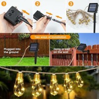 Solar Outdoor String Lights 2Pcs 24Ft Vintage Rope Hemp Solar Lights With 20 Shatterproof Bulbs 8 Modes Solar Powered Lights Wit