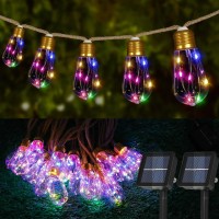 Solar Outdoor String Lights 2Pack 24Ft Vintage Rope Hemp Solar Lights With 20 Shatterproof Bulbs 8 Modes Solar Powered Lights Wi