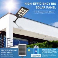 1500W Solar Street Lights Outdoor 6500K Solar Lights Outdoor Waterproof Solar Parking Lot Lights Dusk To Dawn Solar Flood Li