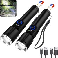 Flashlights High Lumens Rechargeable 2 Packs 1 000 000 Lumens Super Bright Led Magnetic Tactical Handheld Flash Light With 5 Mo