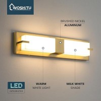 Woshitu Gold Wall Sconce Light Modern Dimmable Wall Sconces Set Of Two Led 3000K 24W Bathroom Vanity Light With Acrylic Shade