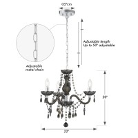 Luvkczc Mini Crystal Chandelier 3Light Candle Small Acrylic Crystal Chandelier Adjustable Chaine12 Base Crystal Pendant L