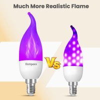 Hompavo Upgraded Led Flame Light Bulbs 3 Modes Flickering Light Bulbs E12 Chandelier Base Candle Fire Light Bulb For Hallowee