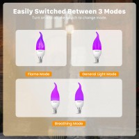 Hompavo Upgraded Led Flame Light Bulbs 3 Modes Flickering Light Bulbs E12 Chandelier Base Candle Fire Light Bulb For Hallowee