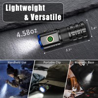 Xtauto Portable Led Mini Flashlight Rechargeable Edc Small Pocket Flashlight 6 Lighting Modes Wmagnet Clip Waterproof For Camp