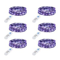 Minetom 6 Pack Purple Fairy Lights Battery Operated With Timer 7Ft 20 Led Waterproof Short Micro Firefly Lights For Halloween