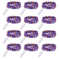 Brightown 12 Pack Purple Orange Fairy Lights Battery Operated String Lights 7Ft 20 Led Waterproof Short Micro Firefly Lights F