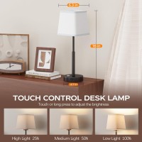 Qimh Battery Operated Led Table Lamp 6000Mah Waterproof Cordless Desk Lamp With 3 Level Brightness Touch Control Mini Recharge