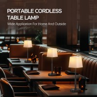 Qimh Battery Operated Led Table Lamp 6000Mah Waterproof Cordless Desk Lamp With 3 Level Brightness Touch Control Mini Recharge